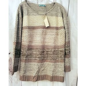 Goddis Striped Sweater Beige Tan cotton M/L